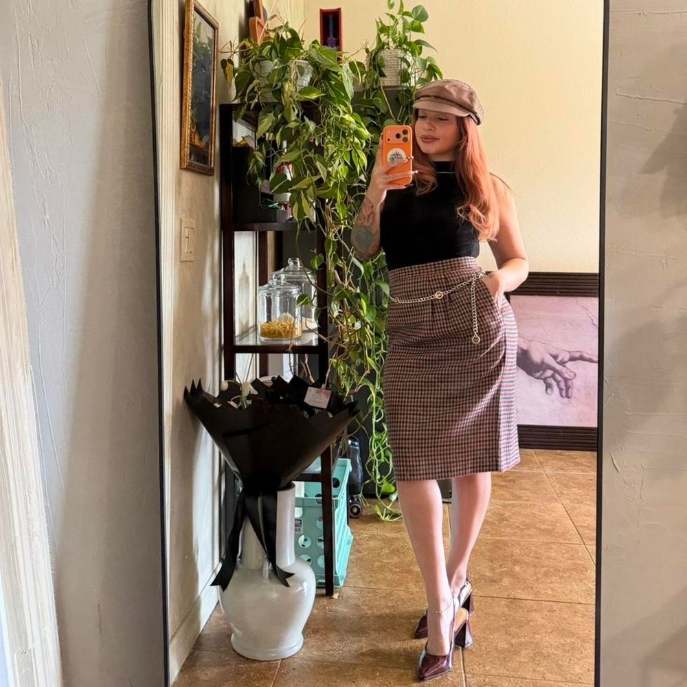 Signature Expressions Plaid Pencil Skirt Size 8